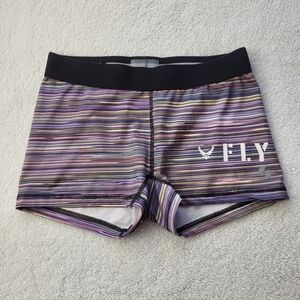 Soffe Fly Compression Shorts Purple Hued Stripes Women's Size Small